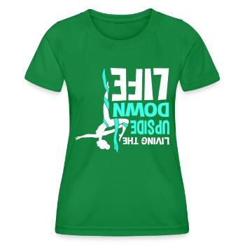 Tissu vertical Aerialist Soies aériennes - T-shirt sport Femme - vert - Devant - AI Model Female 172 dark (172cm)