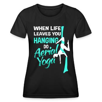 Tissu vertical de yoga aérien Aerialist - T-shirt sport Femme - noir - Devant - AI Model Female 172 light (172cm)