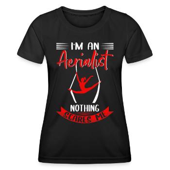 Aerialist Tissu Vertical Yoga Soies Aériennes - T-shirt sport Femme - noir - Devant - AI Model Female 172 light (172cm)