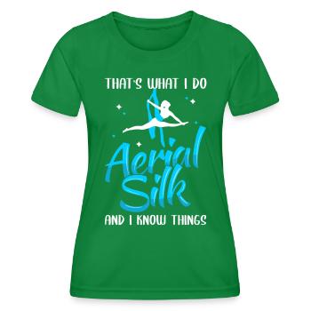 Soies aériennes Acrobaties verticales en tissu acrobatique - T-shirt sport Femme - vert - Devant - AI Model Female 172 dark (172cm)