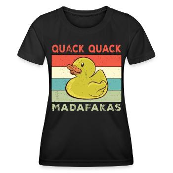 Funny Duck Sayings Rubber Duck Quack Quack Ducks - Women's Functional T-Shirt - black - Front - AI Model Female 172 light (172cm)