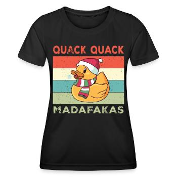 Funny Duck Sayings Rubber Duck Quack Quack Ducks - Women's Functional T-Shirt - black - Front - AI Model Female 172 light (172cm)