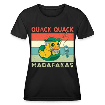 Funny Duck Sayings Rubber Duck Quack Quack Ducks - Women's Functional T-Shirt - black - Front - AI Model Female 172 light (172cm)