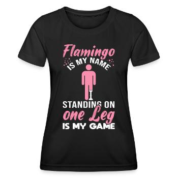 Leg amputation Leg prosthesis Flamingo - Women's Functional T-Shirt - black - Front - AI Model Female 172 light (172cm)