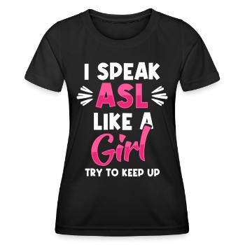 Fierté sourde ASL Fille Drôle Sourd - T-shirt sport Femme - noir - Devant - AI Model Female 172 light (172cm)