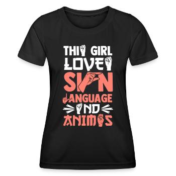 Fierté sourde ASL Fille Anime - T-shirt sport Femme - noir - Devant - AI Model Female 172 light (172cm)