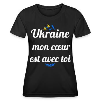 Ukraine mon coeur est avec toi - T-shirt sport Femme - noir - Devant - AI Model Female 172 light (172cm)