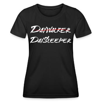 Daywalker - Daysleeper - Funny Late Riser Design - Women's Functional T-Shirt - black - Front - AI Model Female 172 light (172cm)
