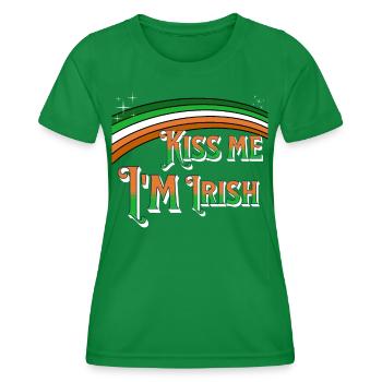 Kiss me Im Irish - Saint Patricks day Paddy's Day - Women's Functional T-Shirt - kelly green - Front - AI Model Female 172 dark (172cm)