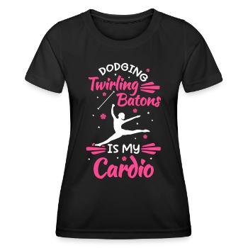 Baton Twirling Majorette Rod Turning Funny - Women's Functional T-Shirt - black - Front - AI Model Female 172 light (172cm)