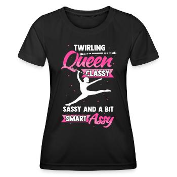 Baton Twirling Queen Majorette Rod Turning - Women's Functional T-Shirt - black - Front - AI Model Female 172 light (172cm)