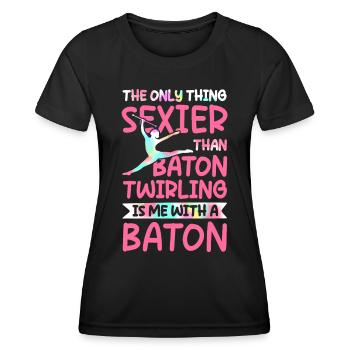 Twirling Rod Twisting Sexy Majorette - Women's Functional T-Shirt - black - Front - AI Model Female 172 light (172cm)
