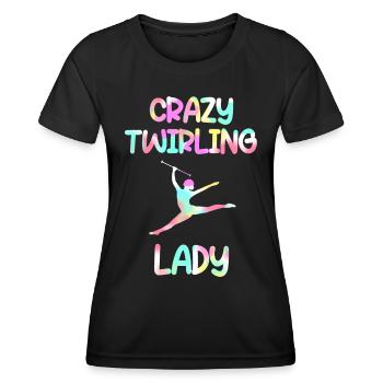 Virevoltant Lady Majorette Baton Rod Turning - T-shirt sport Femme - noir - Devant - AI Model Female 172 light (172cm)