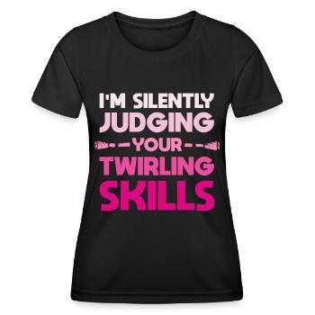 Baton Twirling Trainer Rod Turning Majorette - T-shirt sport Femme - noir - Devant - AI Model Female 172 light (172cm)