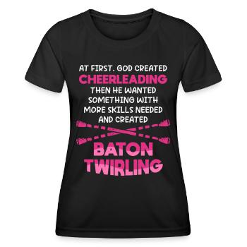 Baton Twirling Majorette Cheerleading - T-shirt sport Femme - noir - Devant - AI Model Female 172 light (172cm)