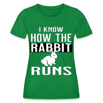I know how the rabbit runs - lustiges Sprichwort - Frauen Funktions-T-Shirt - Kelly Green - Vorne - AI Model Female 172 dark (172cm)
