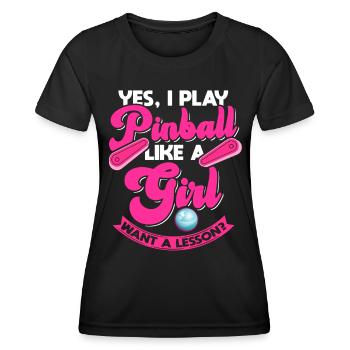 Pinball Gamer Girl Pinball Machine - T-shirt sport Femme - noir - Devant - AI Model Female 172 light (172cm)