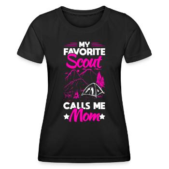 Pfadfinder Mama Scouting Zeltlager - Frauen Funktions-T-Shirt - Schwarz - Vorne - AI Model Female 172 light (172cm)