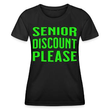 Senior discount please - Rentner Rabatt - Frauen Funktions-T-Shirt - Schwarz - Vorne - AI Model Female 172 light (172cm)