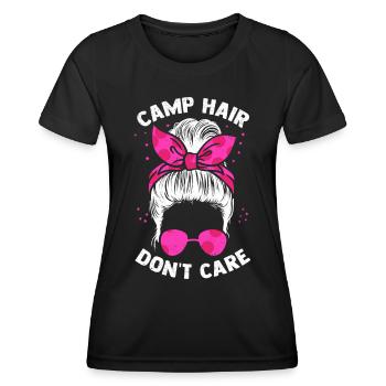 Camp Hair Camping Camper Camping Holidays - Women's Functional T-Shirt - black - Front - AI Model Female 172 light (172cm)