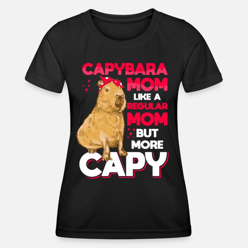 Capybara Mama Capybara Funny - Women's Functional T-Shirt - black
