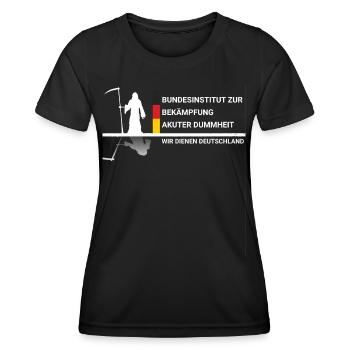Bundesinstitut zur Bekämpfung von Dummheit - Frauen Funktions-T-Shirt - Schwarz - Vorne - AI Model Female 172 light (172cm)