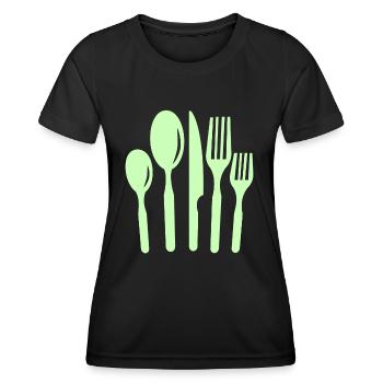 kitchen Cutlery - Women's Functional T-Shirt - black - Front - AI Model Female 172 light (172cm)