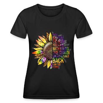 Sie Flüsterten ihr zu Zitat Sonnenblume - Frauen Funktions-T-Shirt - Schwarz - Vorne - AI Model Female 172 light (172cm)