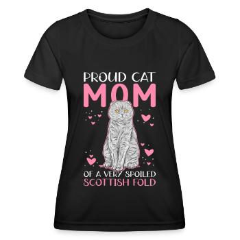 Écossais Chat à oreilles pliantes Maman Cat Cadeau - T-shirt sport Femme - noir - Devant - AI Model Female 172 light (172cm)