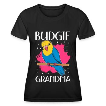 Budgerigar Grand-mère Budgerigars Cadeau - T-shirt sport Femme - noir - Devant - AI Model Female 172 light (172cm)