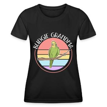 Budgerigar Grand-mère Budgerigars Cadeau - T-shirt sport Femme - noir - Devant - AI Model Female 172 light (172cm)