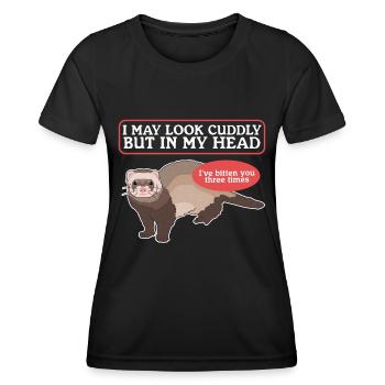 Frettchen Besitzer Marder Ferret Geschenk - Frauen Funktions-T-Shirt - Schwarz - Vorne - AI Model Female 172 light (172cm)