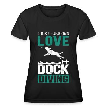 Dock Diving Dogs Dog Sports Dog Owner Gift - Women's Functional T-Shirt - black - Front - AI Model Female 172 light (172cm)