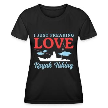 Kayak Fishing Kayaker Kayaking Angler Gift - Women's Functional T-Shirt - black - Front - AI Model Female 172 light (172cm)