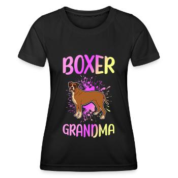 Boxer Grandma | German Boxer Dog Gift - Women's Functional T-Shirt - black - Front - AI Model Female 172 light (172cm)