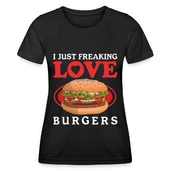 Hamburg Fast Food Fast Food Burger Gift - Women's Functional T-Shirt - black - Front - AI Model Female 172 light (172cm)