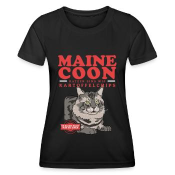 Maine Coon Cat Cat Owner Gift - Women's Functional T-Shirt - black - Front - AI Model Female 172 light (172cm)