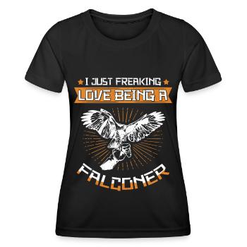 Falkner Falknerei Beizjagd Jagd Falken Geschenk - Frauen Funktions-T-Shirt - Schwarz - Vorne - AI Model Female 172 light (172cm)