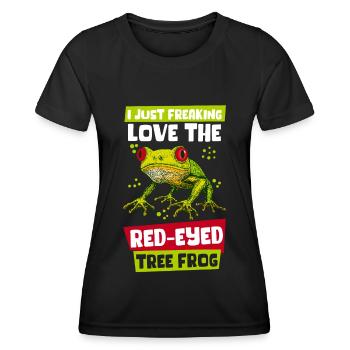 Frog Frogs Red-eyed Tree Frog Gift - Women's Functional T-Shirt - black - Front - AI Model Female 172 light (172cm)