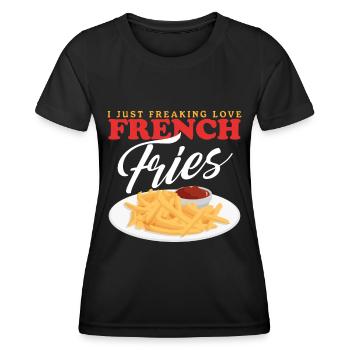 Pommes Frites Fast Food Fastfood Fritten Geschenk - Frauen Funktions-T-Shirt - Schwarz - Vorne - AI Model Female 172 light (172cm)