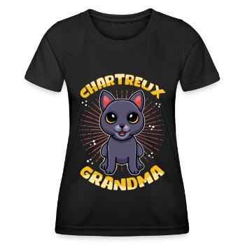 Chartreux Grandma Carthusian Cat Gift - Women's Functional T-Shirt - black - Front - AI Model Female 172 light (172cm)