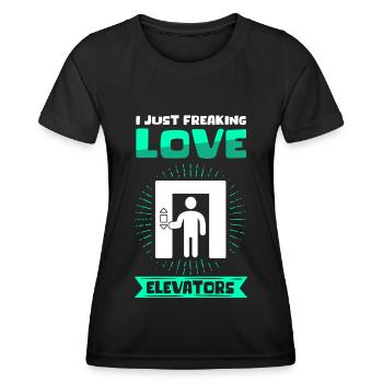 Fahrstuhl Aufzug Aufzugsmechaniker Geschenk - Frauen Funktions-T-Shirt - Schwarz - Vorne - AI Model Female 172 light (172cm)