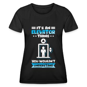 Fahrstuhl Aufzug | Aufzugsmechaniker Geschenk - Frauen Funktions-T-Shirt - Schwarz - Vorne - AI Model Female 172 light (172cm)