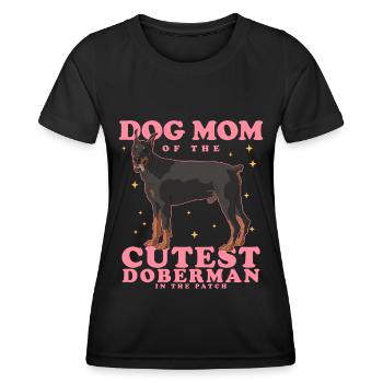 Doberman Mom | Dog Mom Dog Owner Gift - Women's Functional T-Shirt - black - Front - AI Model Female 172 light (172cm)