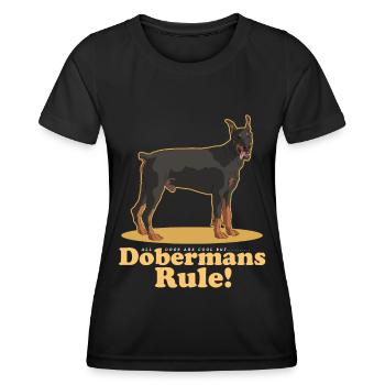 Doberman Dog Dog Owner Gift - Women's Functional T-Shirt - black - Front - AI Model Female 172 light (172cm)