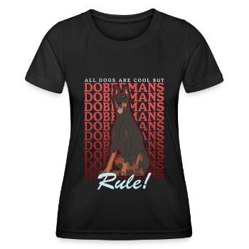 Doberman Dog Propriétaire Chien Cadeau - T-shirt sport Femme - noir - Devant - AI Model Female 172 light (172cm)