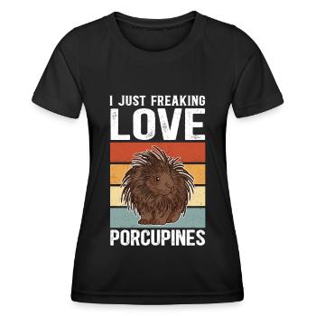 Porcs-épics Cadeau de porc-épic - T-shirt sport Femme - noir - Devant - AI Model Female 172 light (172cm)