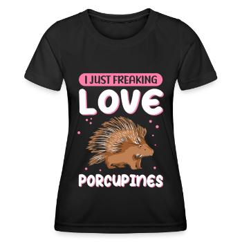 Porc-épic | Cadeau de porcs-épics - T-shirt sport Femme - noir - Devant - AI Model Female 172 light (172cm)