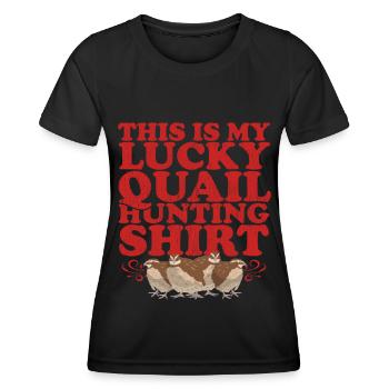 Chasse à la caille Chasse aux cailles Cadeau de chasseur de cailles - T-shirt sport Femme - noir - Devant - AI Model Female 172 light (172cm)