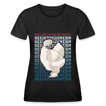 Seidenhuhn Seidenhühner Silkie Hühner Geschenk - Frauen Funktions-T-Shirt - Schwarz - Vorne - AI Model Female 172 light (172cm)